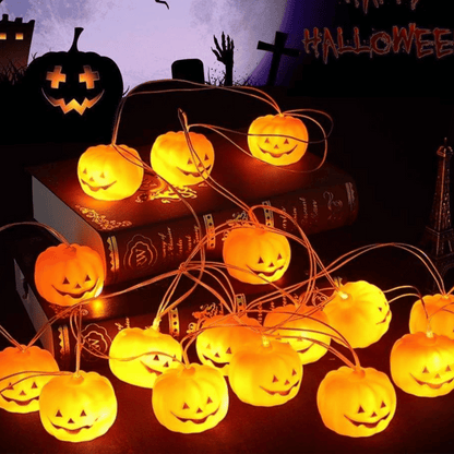 Pack Happy Halloween / 3 Lámparas Calabazas + Luces led Calabaza