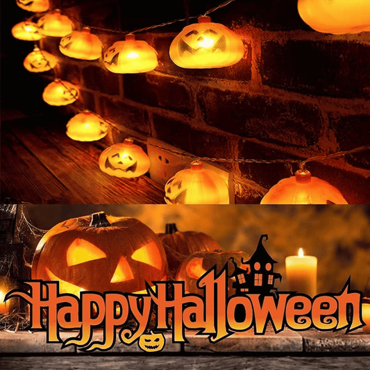 Pack Happy Halloween / 3 Lámparas Calabazas + Luces led Calabaza