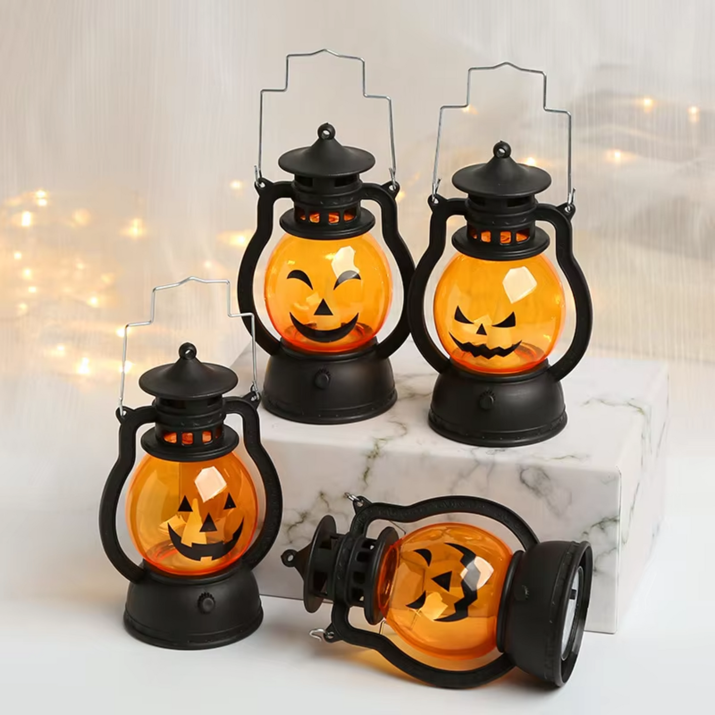 Pack Happy Halloween / 3 Lámparas Calabazas + Luces led Calabaza